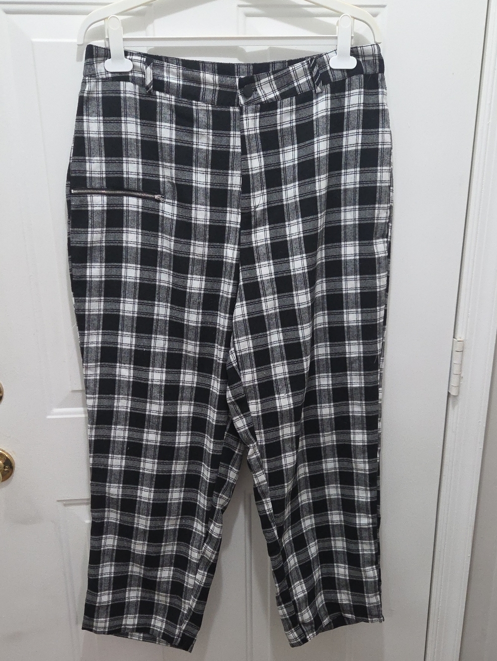 Shein Black & White Plaid Wide Leg Women’s Pants 2XL